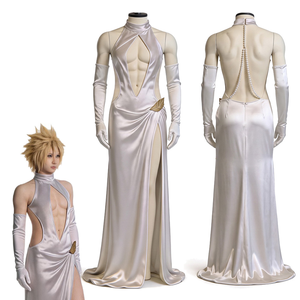 Anime Cosplay Outfits Female - FF7 Cloud Strife Cosplay Fantezi Beyaz