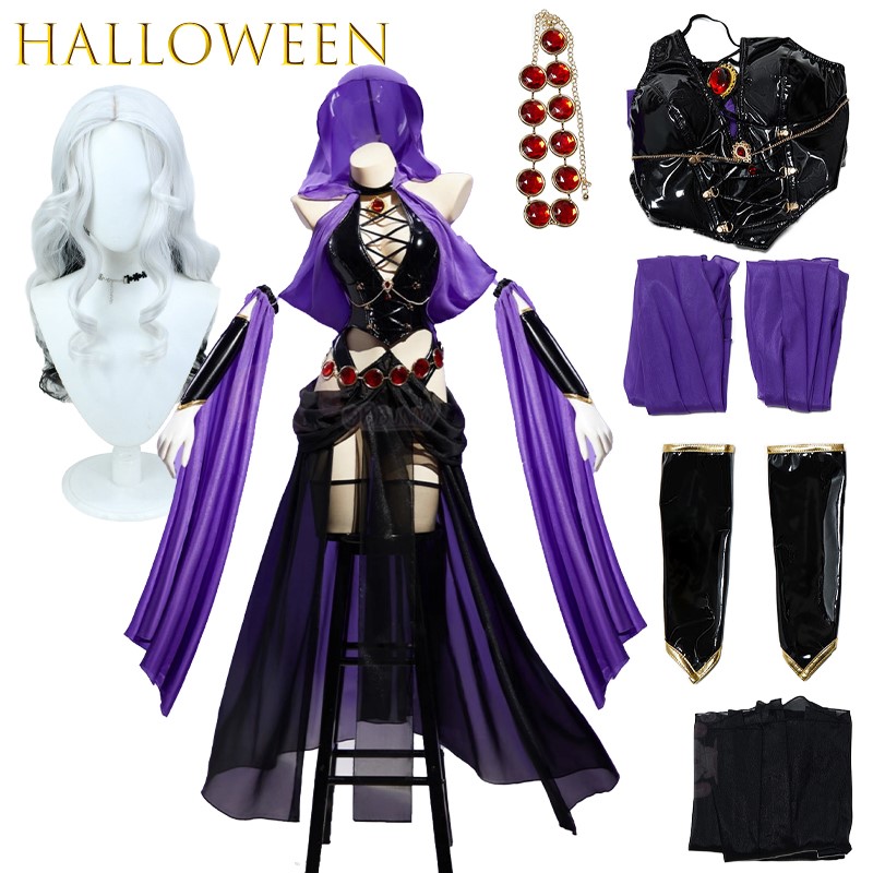 Anime Cosplay Outfits Female - Büyücü Ziyafet Mor Dansçı Elbise PU