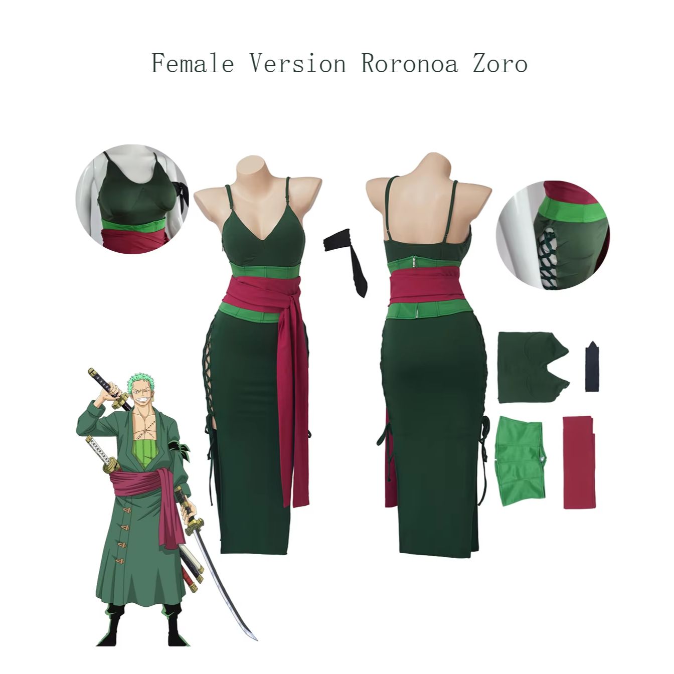 Cosplay Anime Zoro - Roronoa Zoro Kadınlar için Cosplay Kostümü,