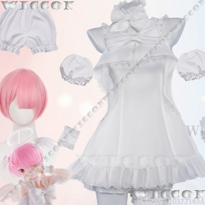 Re Zero Rem Wig - Ram Rem Tatlı Melek Saf Beyaz